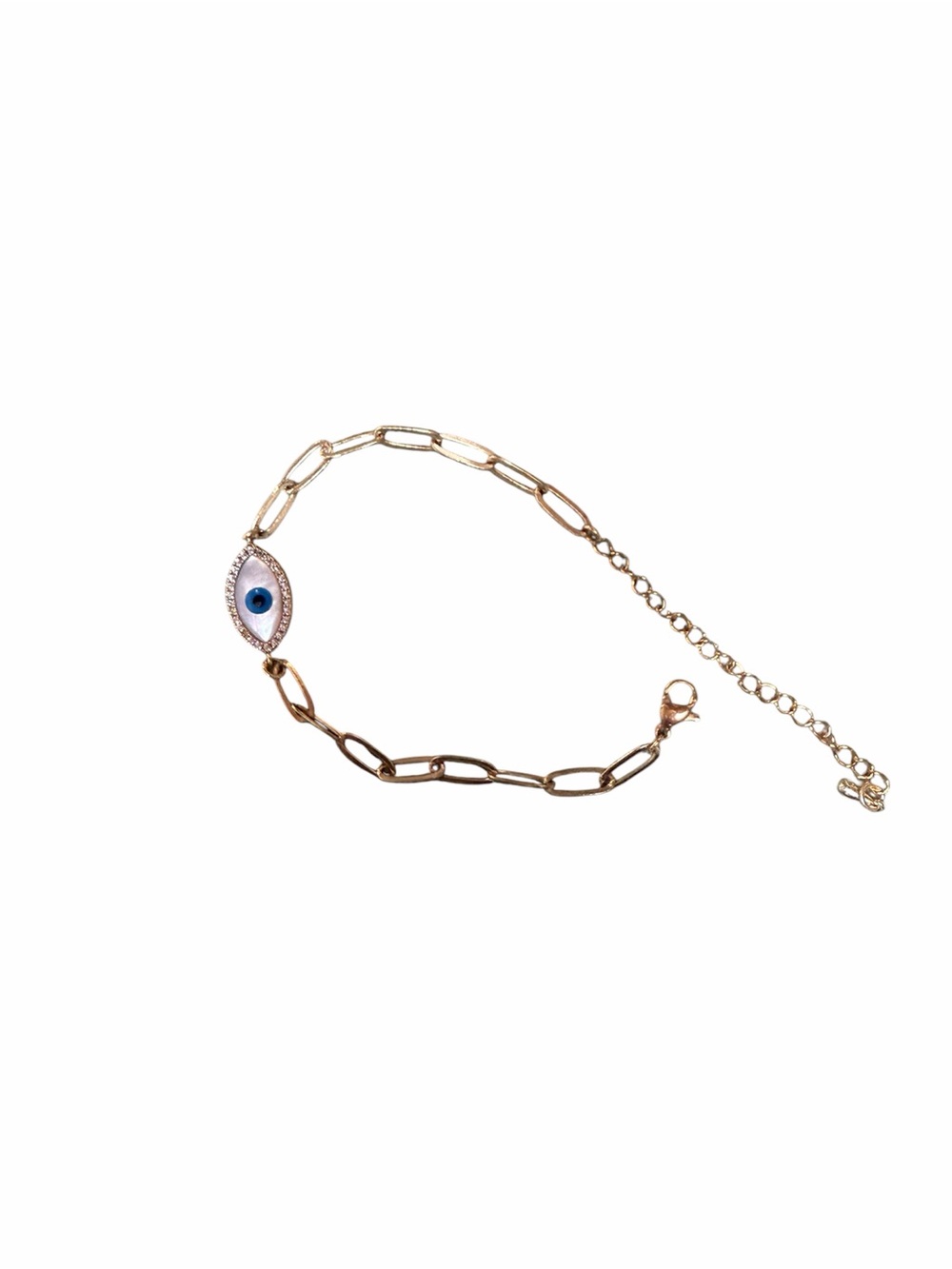 Gold Chain Bracelet with Blue Evil Eye Charm